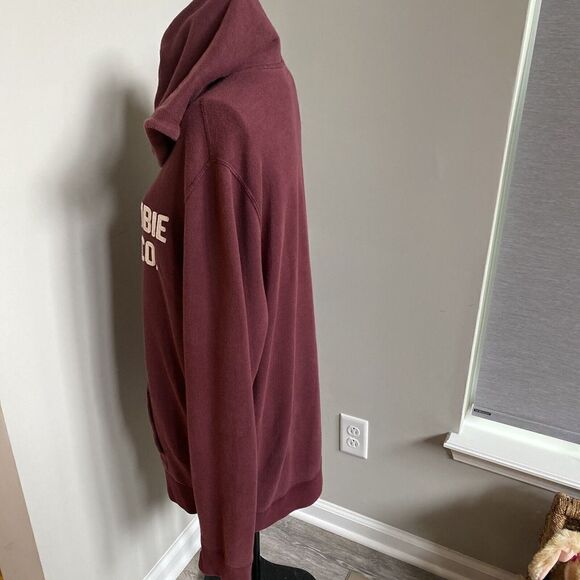 Abercrombie Fitch Zip Up Hoodie Sweatshirt Sz LARGE BURGUNDY Fleece Spell Out - Picture 9 of 11